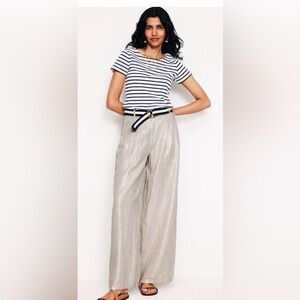 Boden iridescent linen wide leg trouser.